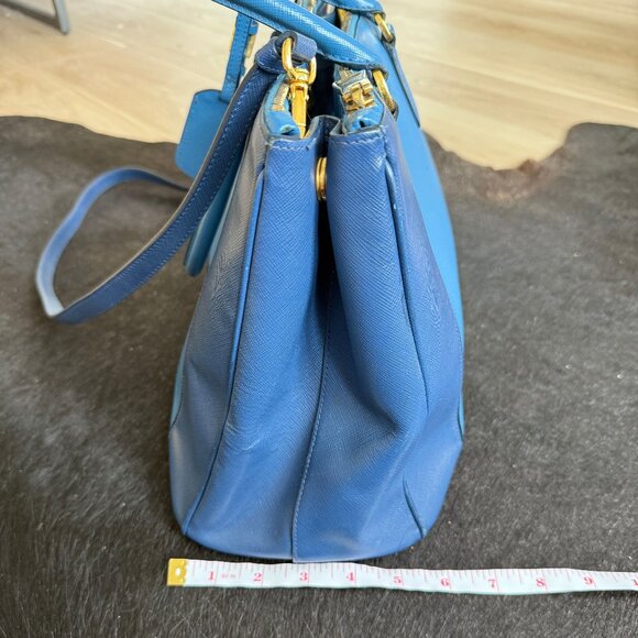 Prada Saffiano Blue Colorblock Tote Bag - Picture 11 of 11